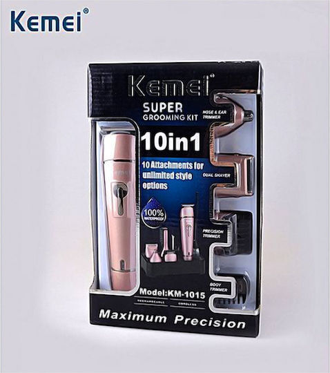 Kemei Set Wiederaufladbar Haarschneidemaschine Rosa KM-1015