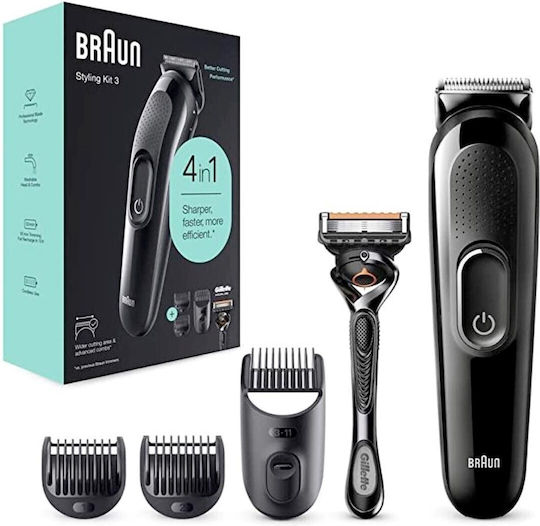 Σετ Επαναφορτιζόμενη Κουρευτικής Μηχανής Braun Sk3300 + Gillette F5 Proglide
