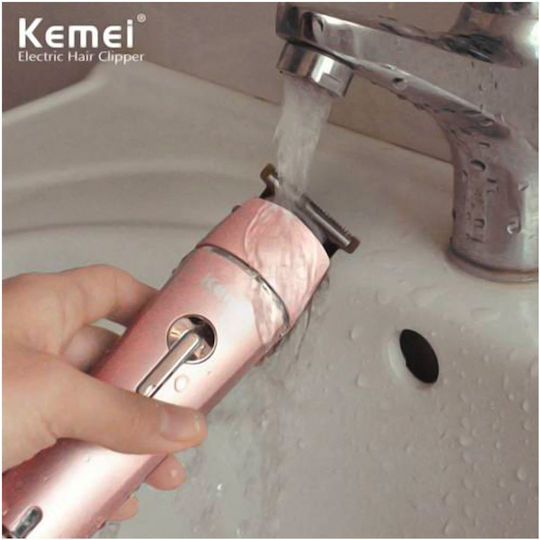 Kemei Set Wiederaufladbar Haarschneidemaschine Rosa KM-1015