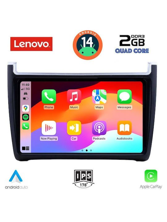 Lenovo Ηχοσύστημα Αυτοκινήτου για Volkswagen Polo 2014-2017 (Bluetooth/USB/AUX/WiFi/GPS/Apple-Carplay/Android-Auto) με Οθόνη Αφής 9"