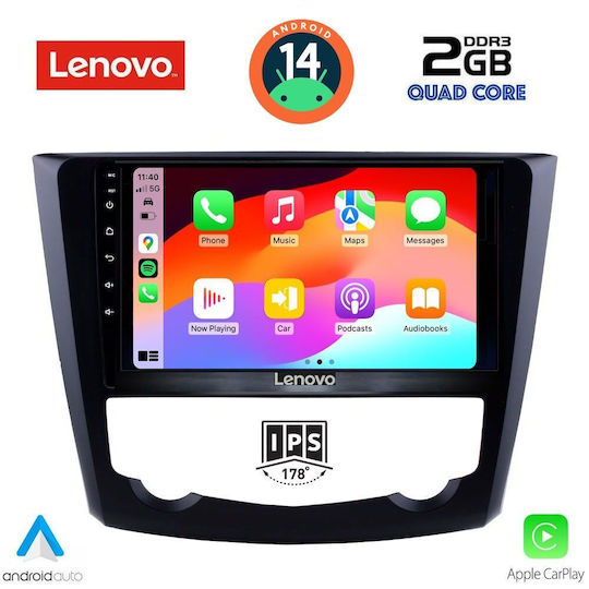 Lenovo Auto-Audiosystem für Renault Kadjar 2015> (Bluetooth/USB/AUX/WiFi/GPS/Apple-Carplay/Android-Auto) mit Touchscreen 9"
