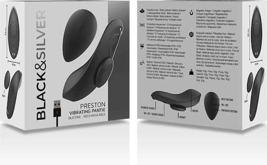 Schwarz & Silber Preston Wiederaufladbarer Silikon-Vibrator Pantie Schwarz
