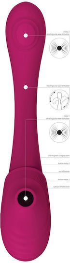 Vive Mirai Double Ended Pulse Wave & Air Stimulating Doppelter Vibrator 29cm Rosa