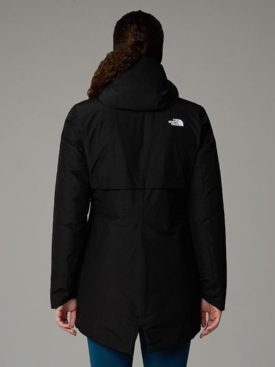 Hikesteller Insulated Women's for Hiking Long Parka Jacket Waterproof for Winter with Hood Tnf Black