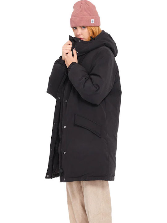 Sleepi Puff Up Parka Μακρύ Γυναικείο Μπουφάν Παρκά για Άνοιξη/Φθινόπωρο Black