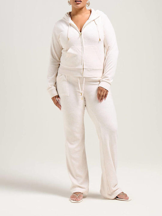 Jogginghose Samt Offwhite