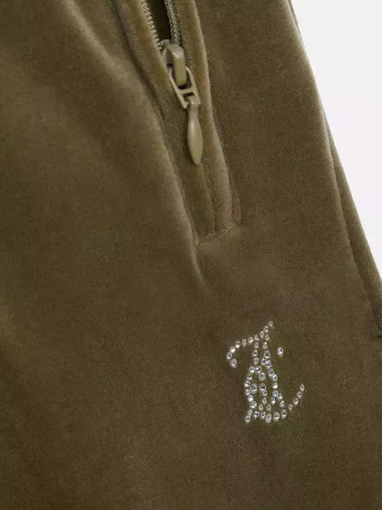 Diamante Tina Sweatpants Velvet Khaki