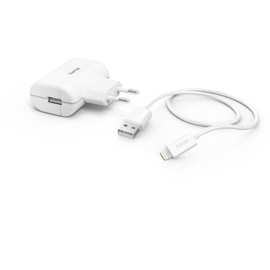 HAMA Încărcător cu Port USB-A și Cablu Lightning 12W Albς (00201619)