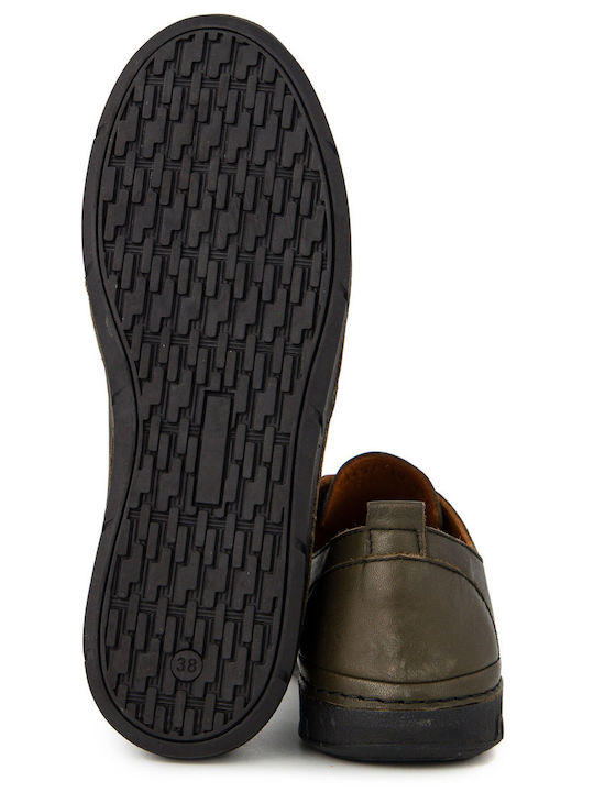 Дамски Slip-On Кожени Каки