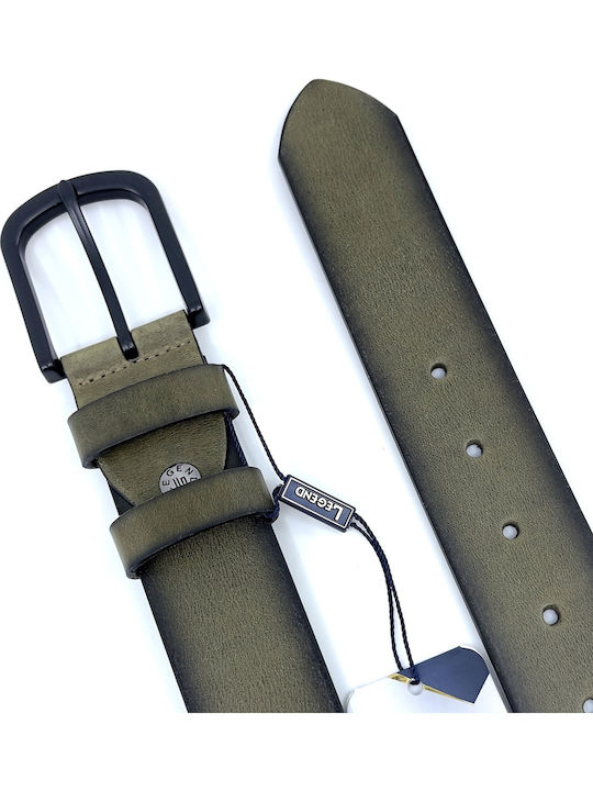 Wide Men's Belt Leather Green