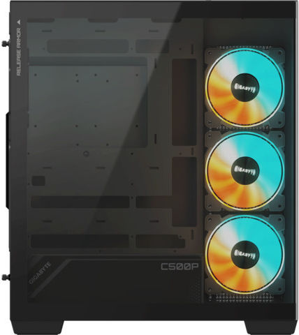 Gigabyte C500 Panoramic Gaming Midi Tower Computer Case with Side Window and RGB Lighting Black