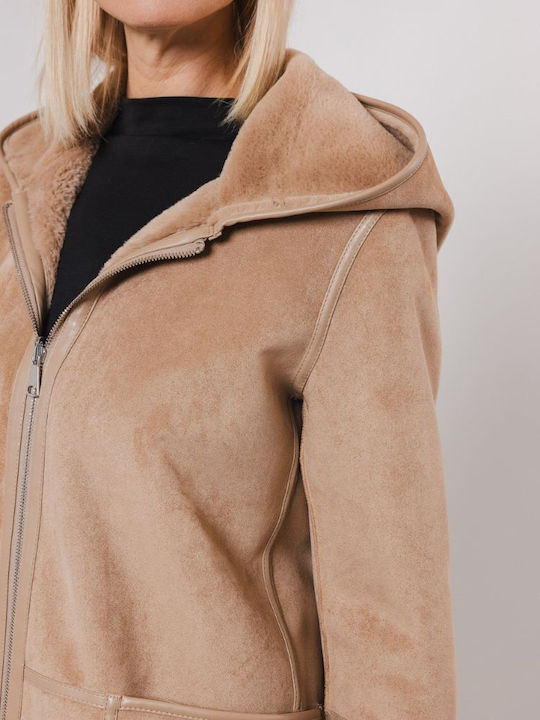 Women's Sand Coat with Buttons