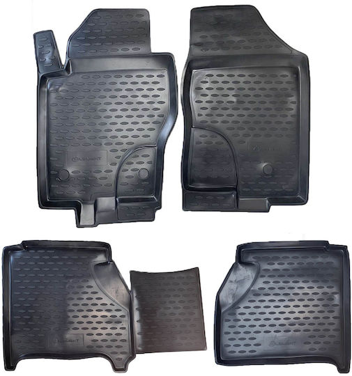 Novline Set of Front and Rear Mats 4pcs Tray Type for Nissan Navara 2010+ Black
