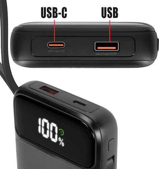 Swissten Power Bank MagSafe 20000mAh 15W με Θύρα USB-A και Θύρα USB-C Μαύρο
