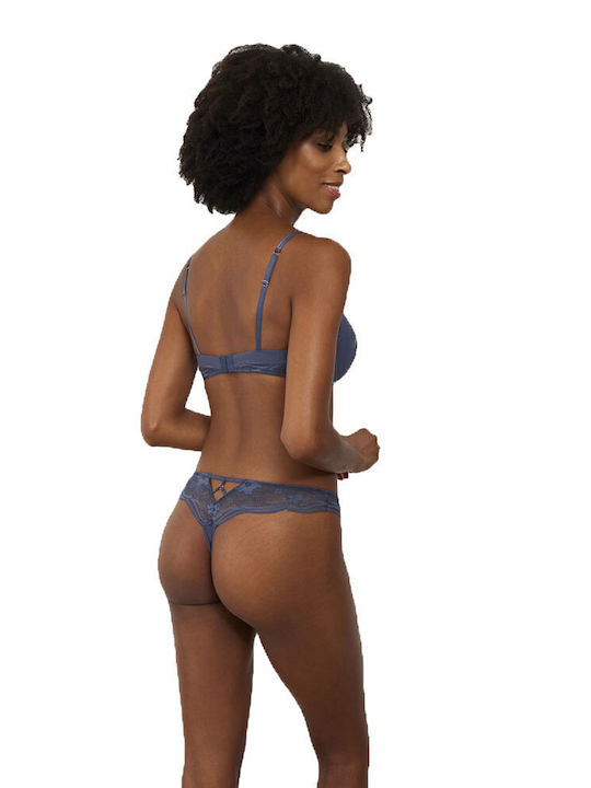 Promise Lace Underwear Set with Bra & String Blue