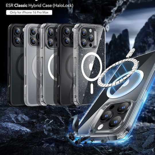ESR Classic Hybrid Halolock Back Cover Silicone / Plastic 0.7mm Black (iPhone 16 Pro Max)