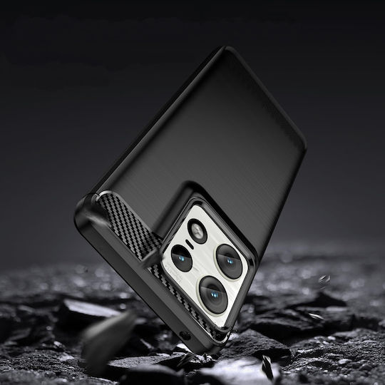 Techsuit Carbon Umschlag Rückseite Silikon Schwarz (Motorola Edge 50 Ultra)