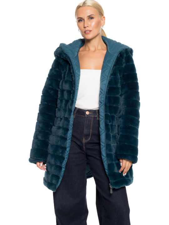Women's Short Fur petrol