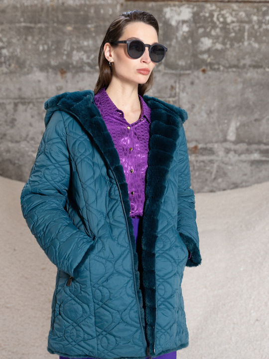 Women's Short Fur petrol