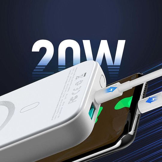 Joyroom JR-W020 MagSafe Power Bank 10000mAh 20W με Θύρα USB-A και Θύρα USB-C Power Delivery Λευκό