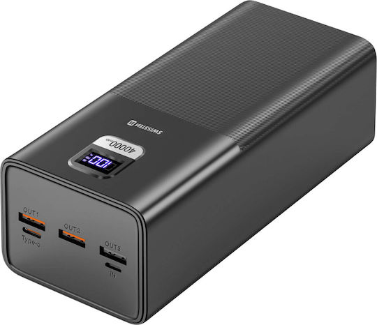 Swissten Power Bank 50000mAh 100W με 3 Θύρες USB-A και Θύρα USB-C Quick Charge 3.0 Μαύρο