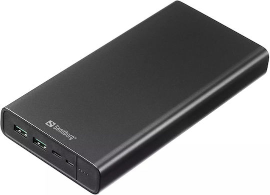 Sandberg 420-63 Power Bank 20000mAh 100W με 2 Θύρες USB-A και Θύρα USB-C Power Delivery Μαύρο