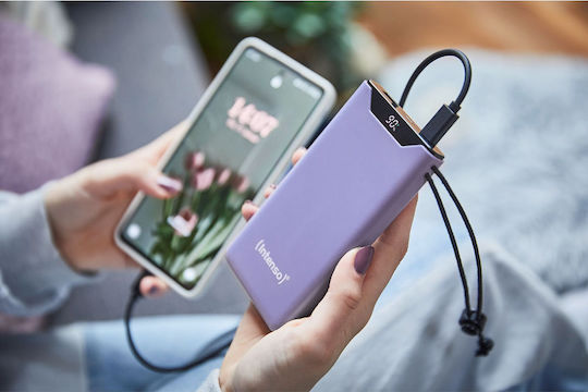 Intenso F10000 Power Bank 10000mAh 20W with USB-A Port and USB-C Port Quick Charge 3.0 Lila
