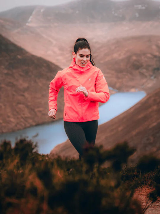 Women's Running Short Lifestyle Jacket for Winter with Hood Neon Watermelon