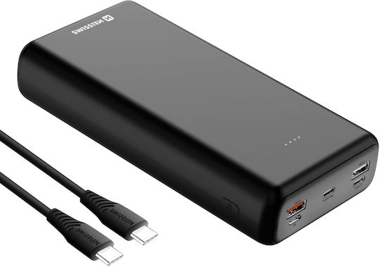 Swissten Power Bank 30000mAh 20W με 2 Θύρες USB-A και 3 Θύρες USB-C Power Delivery Μαύρο