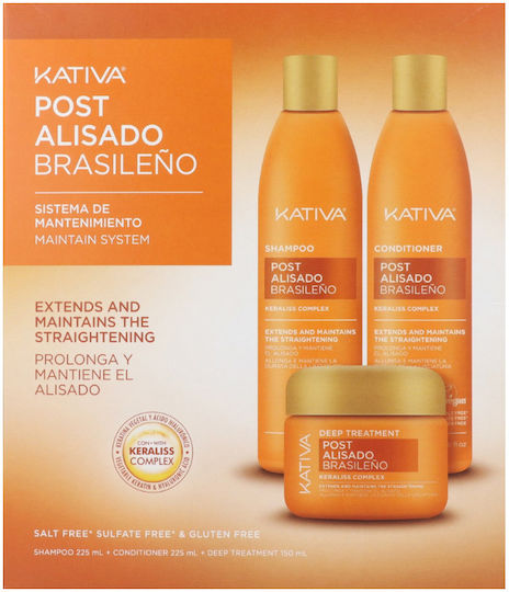 Kativa Brazilian Straightening Maintain System Σετ Κερατίνης για Ισιωτική με Σαμπουάν, Μάσκα και Conditioner 3τμχ