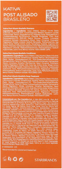 Kativa Brazilian Straightening Maintain System Σετ Κερατίνης για Ισιωτική με Σαμπουάν, Μάσκα και Conditioner 3τμχ