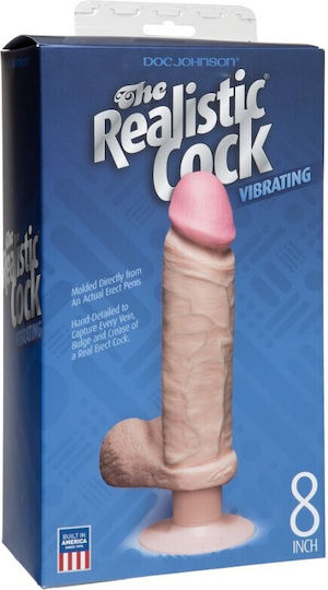 Doc Johnson The Realistic Cock Vibrating Ρεαλιστικός Δονητής 20cm Flesh