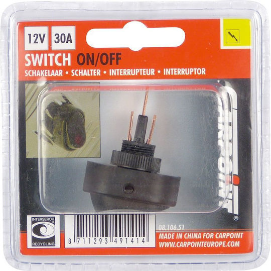 Carpoint Ein/Aus-Schalter Auto 12V Universal 30A Rot