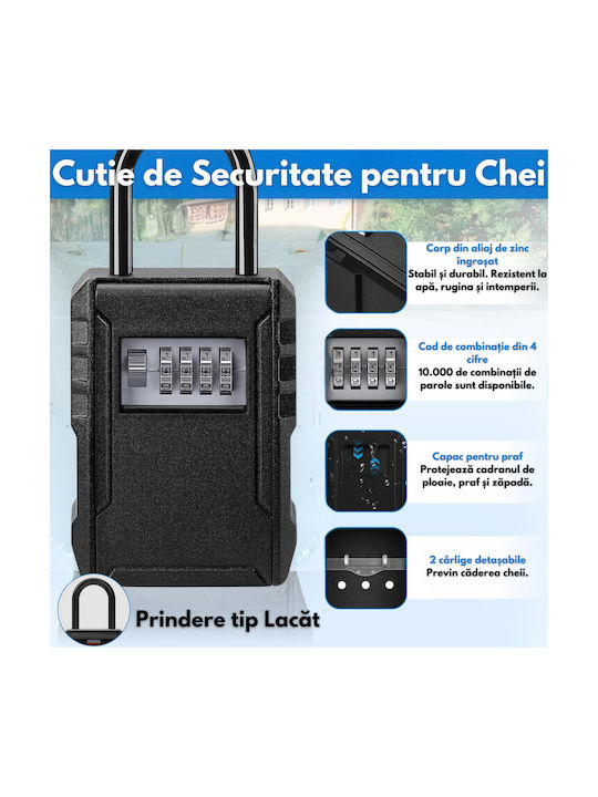 Suport De Chei Cu Combinație Metalic Cu Roată Cu Combinație 7 Compartimente 8.9x4.4x12cm Montare Pe Perete