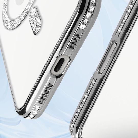 Avizar Diamant Hülle iPhone 16 Pro Max Magsafe Kontur Strass Silber