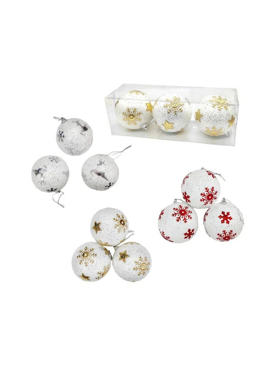 Set 3 Weiße Kugel Ornamente