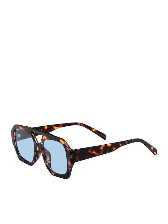 Rialto Unisex Sunglasses with Brown Tartaruga Plastic Frame and Light Blue Lens SP-2599-1