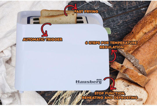 Hausberg Prăjitor de pâine 2 sloturi 750W Alb