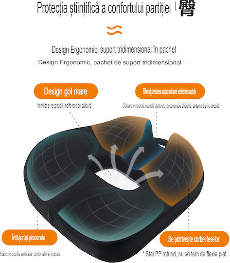 Pernă Ortopedică din Spumă cu Memorie 4D Qfc-060b Arvada Ergosupport Formă V Dimensiuni 43x45x13.5x7cm Husă Detasabilă Respirabilă Design Ergonomic Îmbunătățit Husă din Flanel