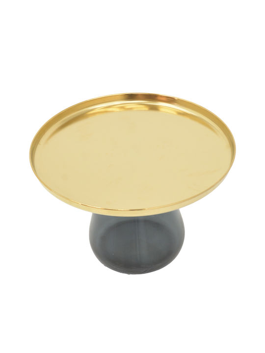 Pakketo Rundes Zentral Kaffeetisch Lafo Glas Gold Chrom-Matt Schwarz M60xL60xH42cm