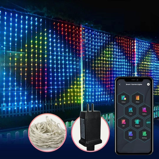 Smarte LED-Lichterkette Vorhang 3 m x 300 cm RGB Smarte LED-Lichterkette Vorhang 3 m x 300 cm RGB