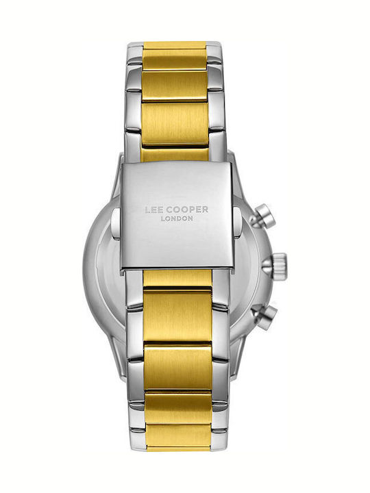 Lee Cooper Ανδρικό Ρολόι 43.5mm Χρονογράφος Μπαταρίας με Χρυσό Μεταλλικό Μπρασελέ