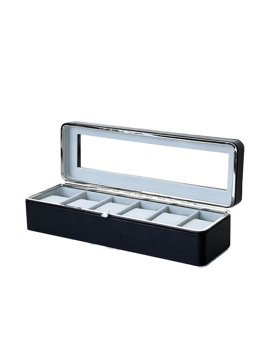 Elegant Cute Puffy Gentleman Storage Organization Compartments 6 Watches Black