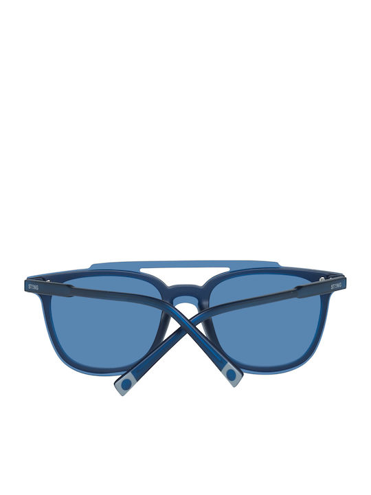 Sting Herren Sonnenbrille mit Schwarz Kunststoff Gestell und Blau Linse