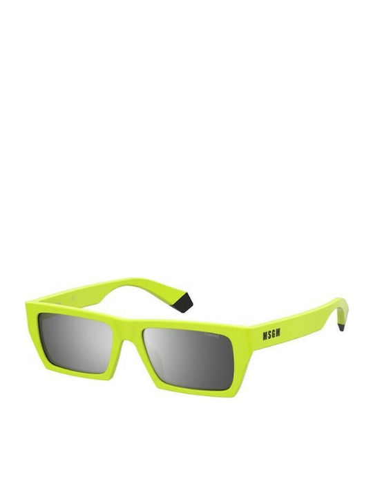 Polaroid Men's Sunglasses with Yellow Plastic Frame and Silver Polarized Mirror Lens PLD MSGM 1/G YDVEX