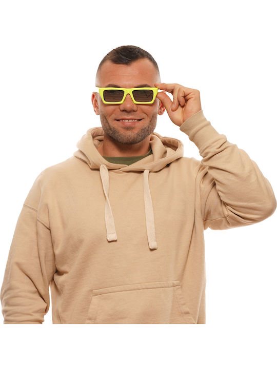 Polaroid Men's Sunglasses with Yellow Plastic Frame and Silver Polarized Mirror Lens PLD MSGM 1/G YDVEX