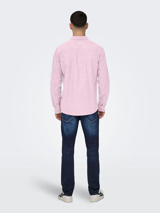 Only & Sons Caiden Langärmlig Leinen Hemd Rosa