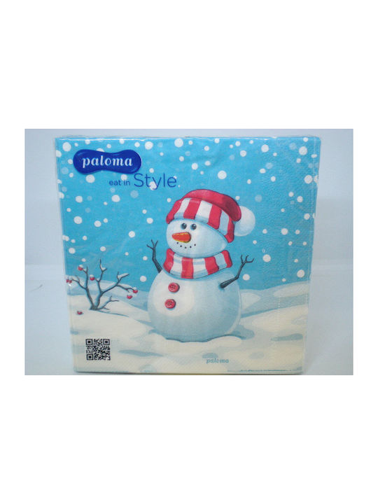 Weihnachts-Luxusservietten Paloma 20 Stück Schneeflocken Blau