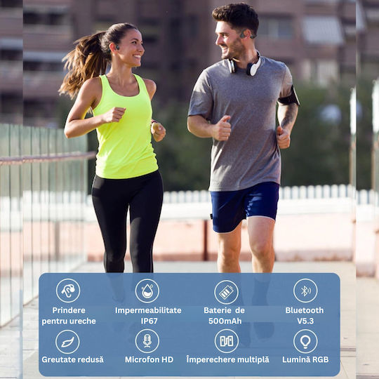 Wireless Bluetooth Audio Earbuds Sport Visionhub Bone Conduction Waterproof Rgb Light Microphone Ultra Lightweight 34g 500mah Battery 15 Hours Suitable Sports