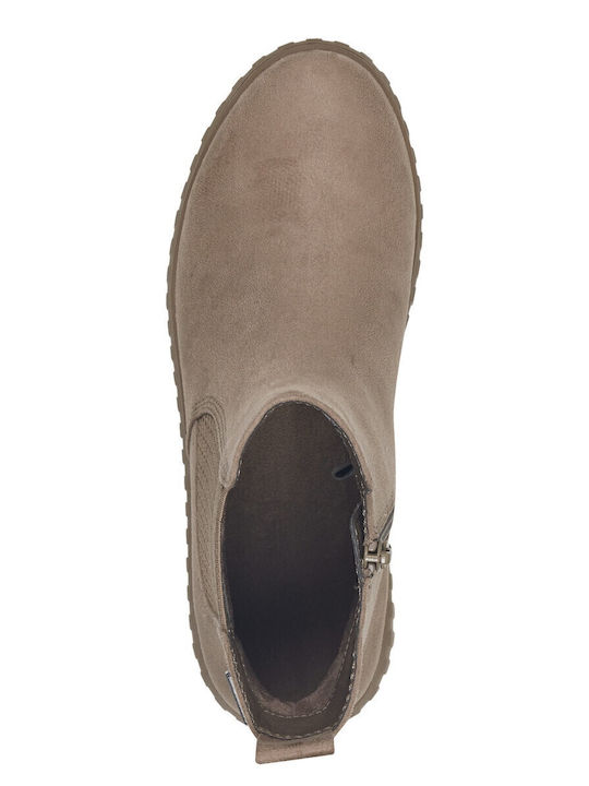 Suede Women's Ankle Boots Beige